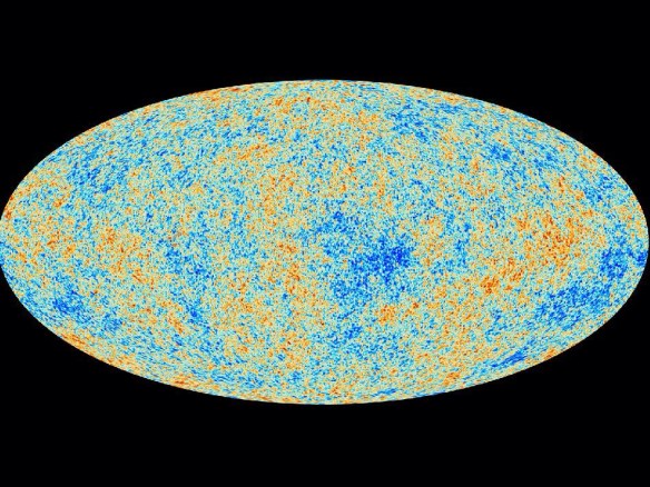 Planck satellite map of the cosmic microwave background -- the radiation ripples left over from the Big Bang. (Credit: NASA/European Space Agency)