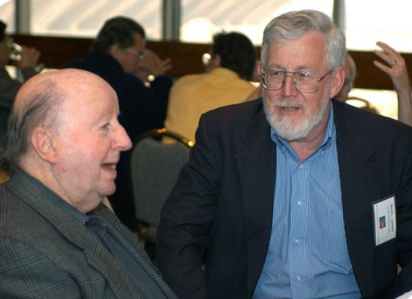 George P. Mitchell '40 and David Lambert. (Credit: Edward S. Fry.)